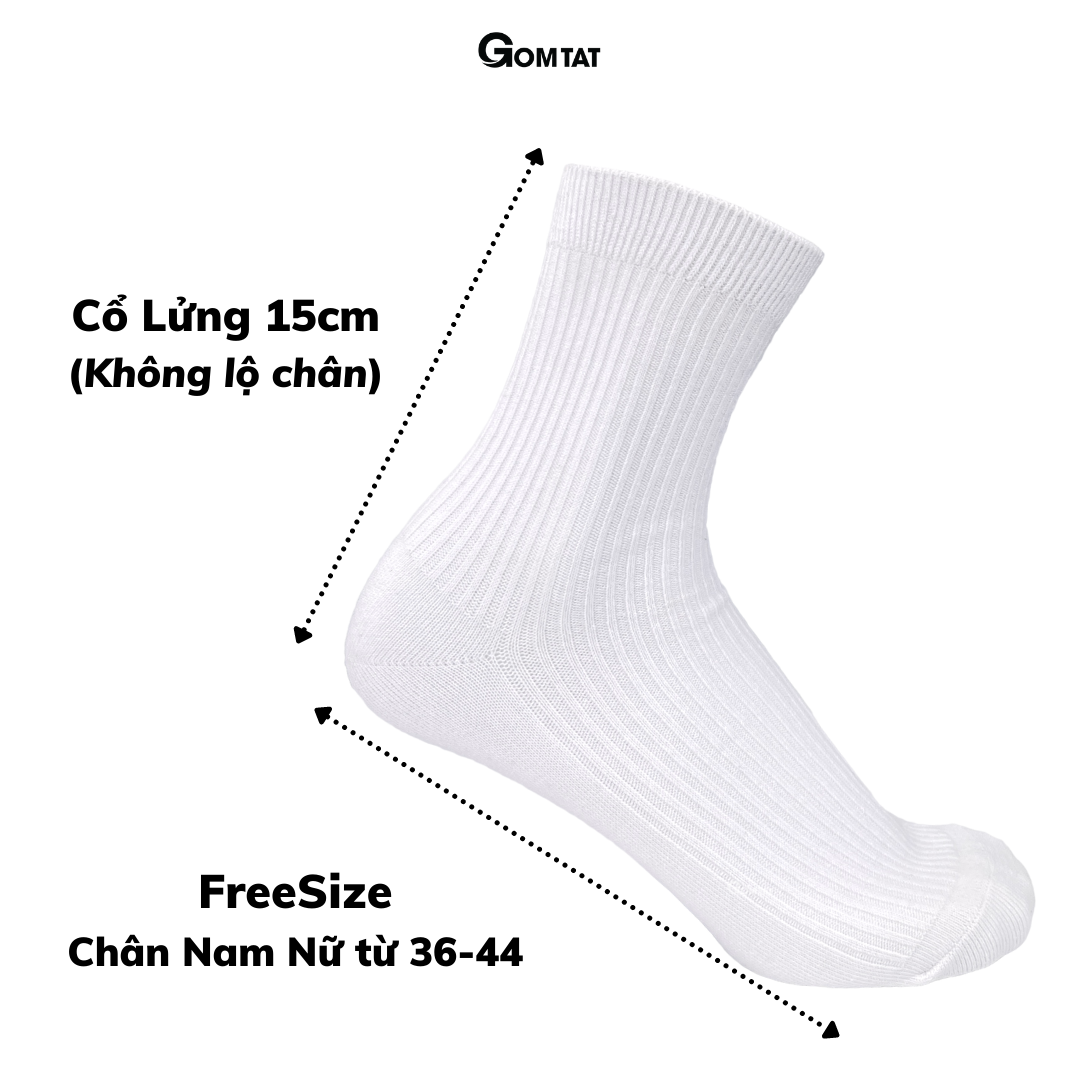 Tất Vớ Nam Nữ Cổ Lửng GOMTAT Mẫu Gân Chìm, Chất Liệu Cotton Cao Cấp Thoáng Khí - FIVE-TAY10-LUNG