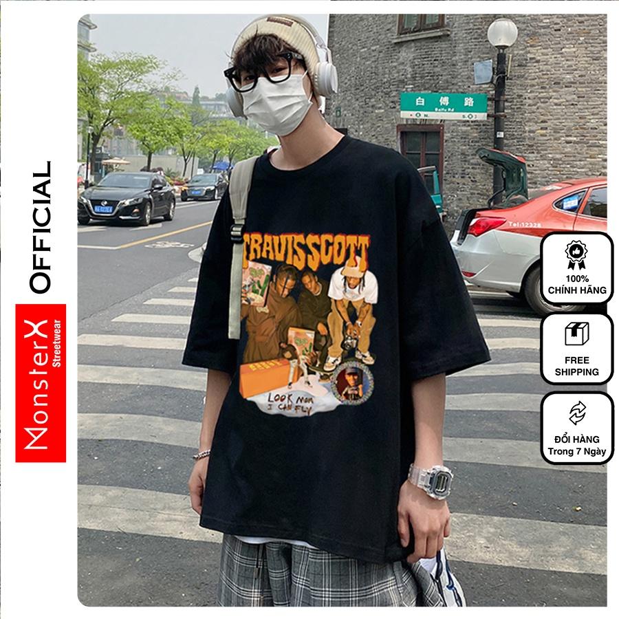 Áo thun unisex MonsterX RAP phông tay lỡ nam nữ form rộng Oversize 3 màu