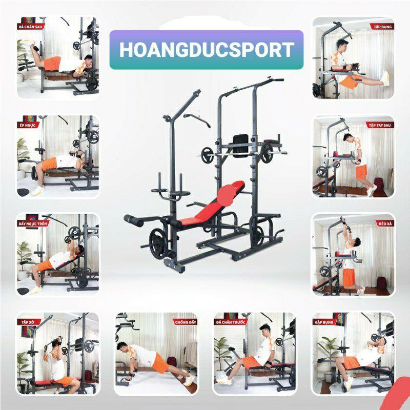 Ghế tập tạ giàn tạ đa năng xà đơn xà kép Hoàng Đức 1604 mẫu mới nhất chính hãng