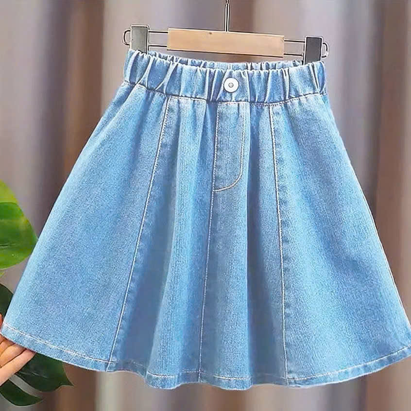 CHÂN VÁY BÉ GÁI JEAN COTTON XOÈ FORM DÀI TỪ 12-45KG CHO BÉ GÁI