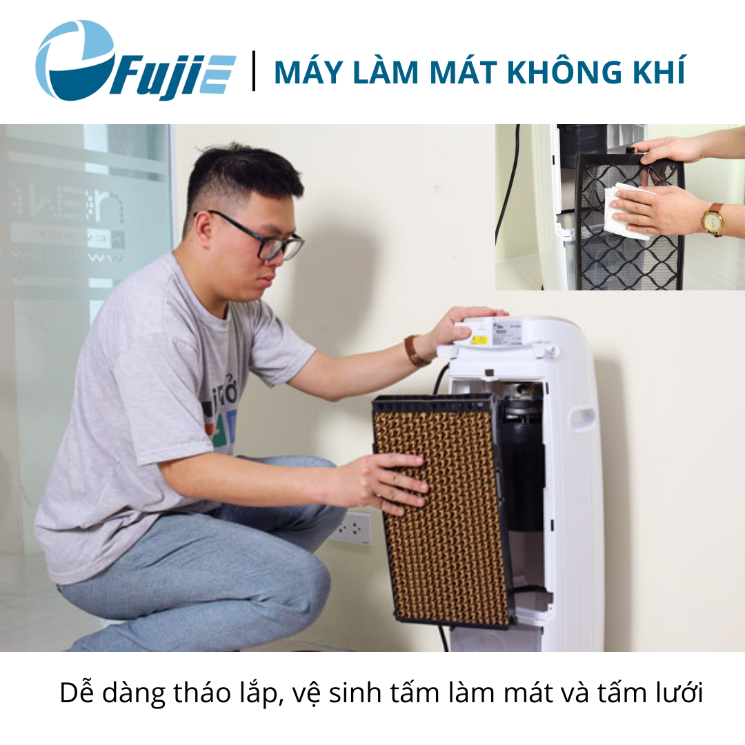 Máy làm mát không khí không phun sương FujiE AC-18B cho phòng 6-10m2, bình chứa 6,5 lít kèm điều khiển từ xa - Hàng chính hãng