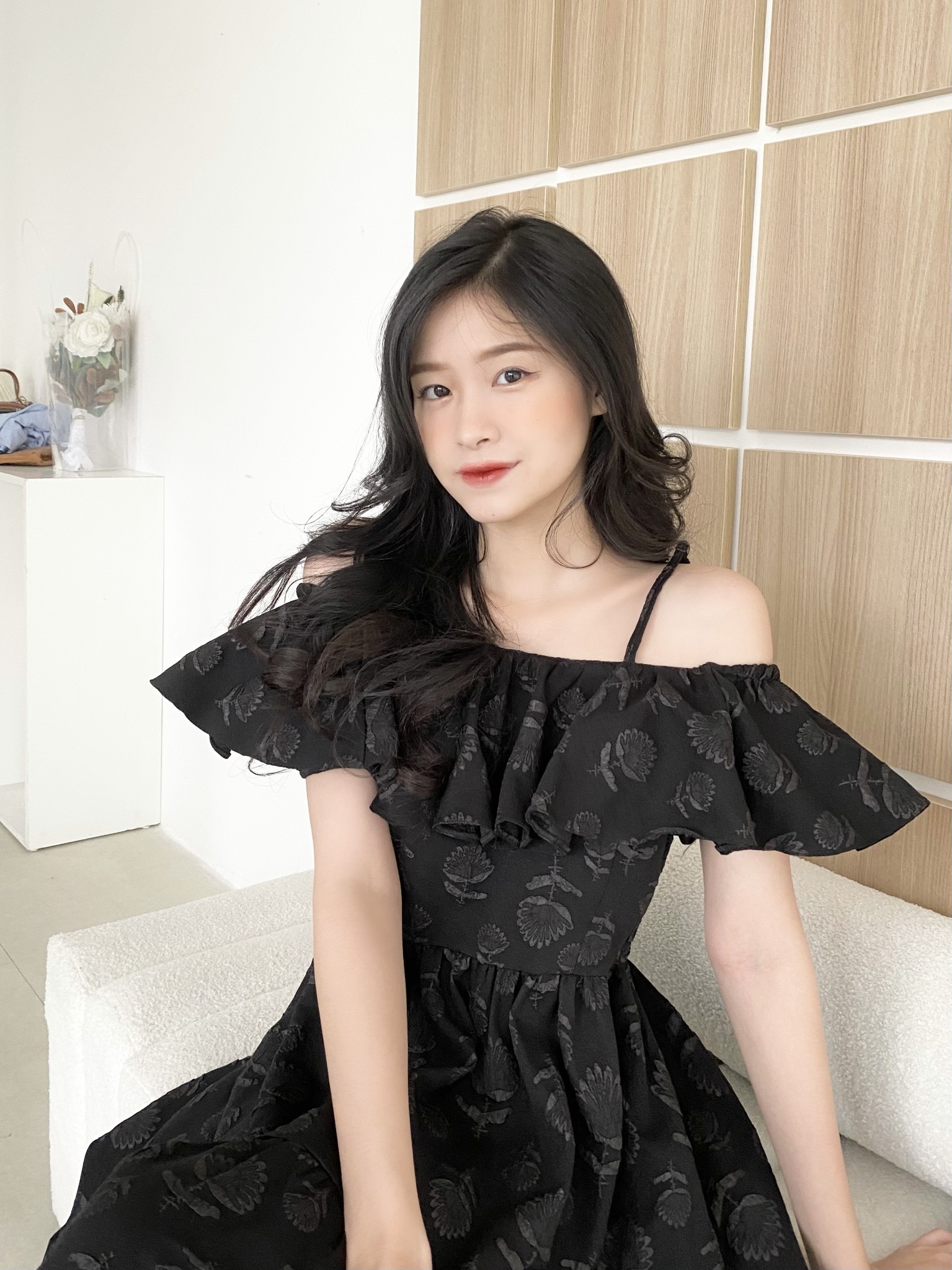 YU CHERRY | Đầm hai dây nữ, bèo trước ngực, dáng chữ A, cách đều tầng A Cami Flying Dress YD162