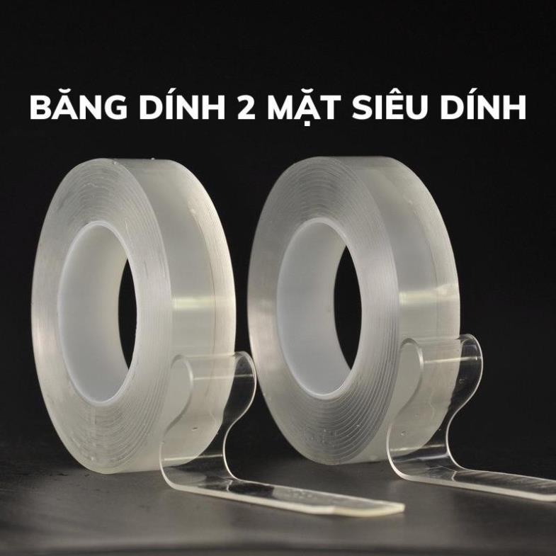 Băng Dính 2 Mặt Siêu Dính Trong Suốt, Băng Keo Dán Tường Hai Mặt Nano Silicon Siêu Chắc ,Tiện Lợi