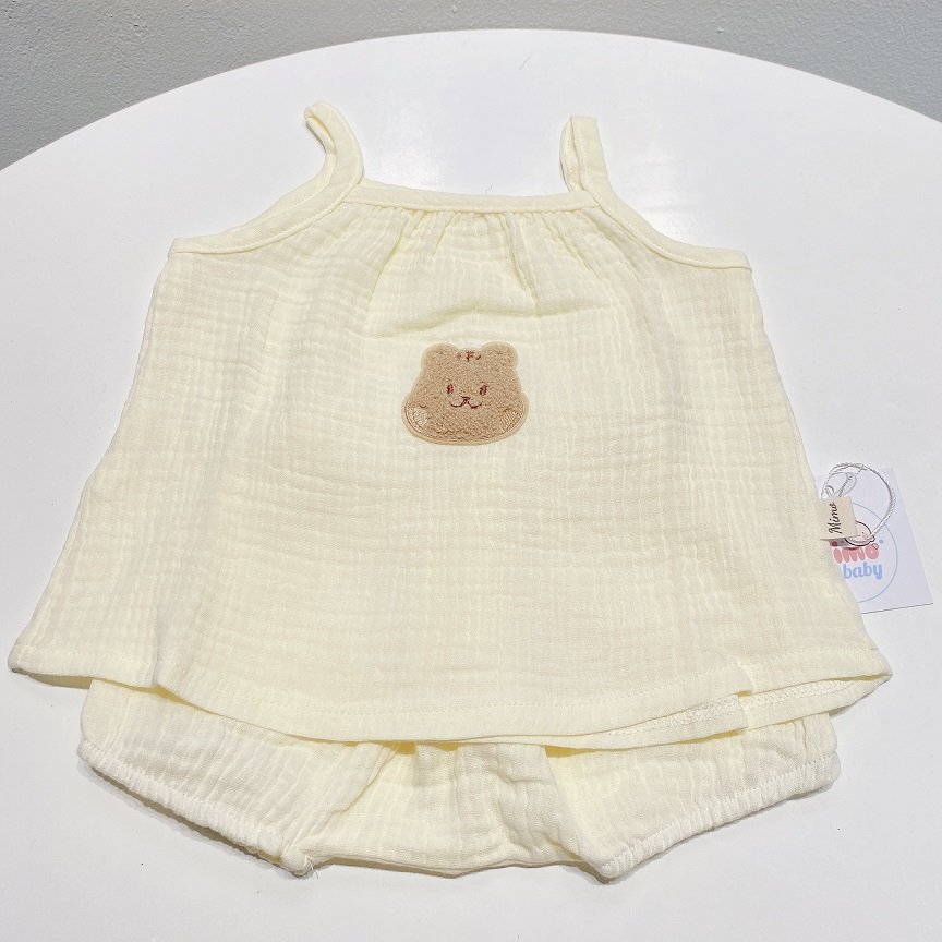 Bộ xô muslin 2 dây đáng yêu Mimo Baby cho bé QA25