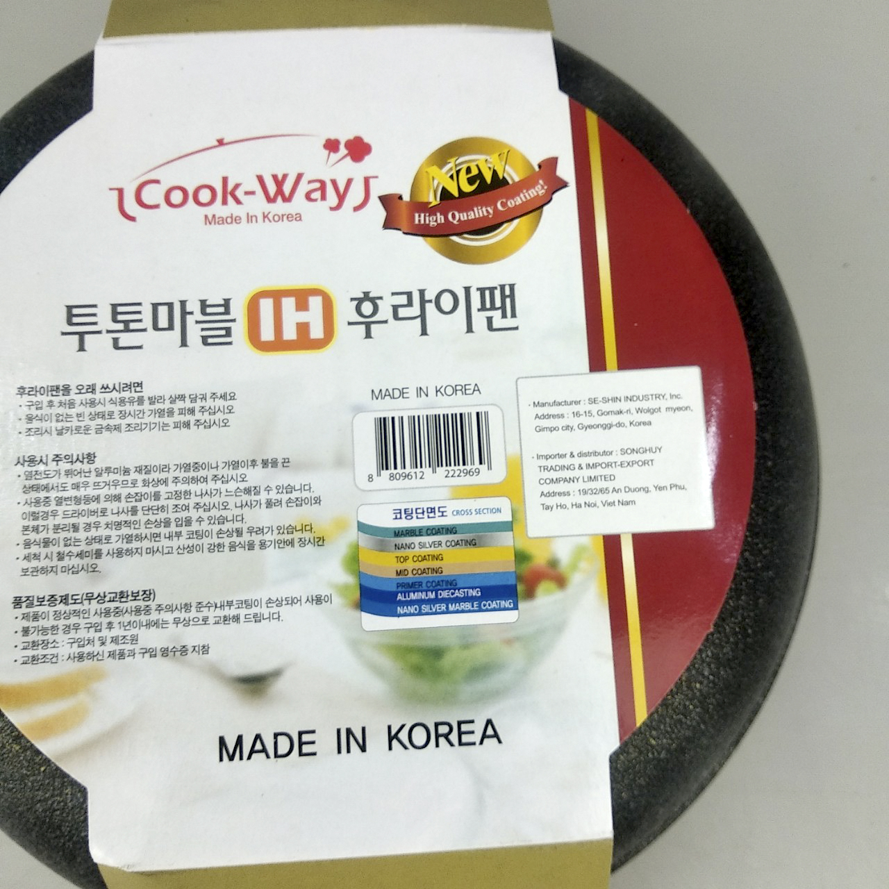 Chảo Hàn Quốc Cook Way Đáy Từ Vân Đá Chống Dính Đáy 5 Lớp Kháng Khuẩn Nấu Trên Mọi Loại Bếp