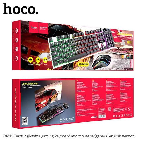 Combo Bộ bàn phím và chuột gaming chơi game cao cấp Hoco PC11 LED RGB cho game thủ - hàng chính hãng