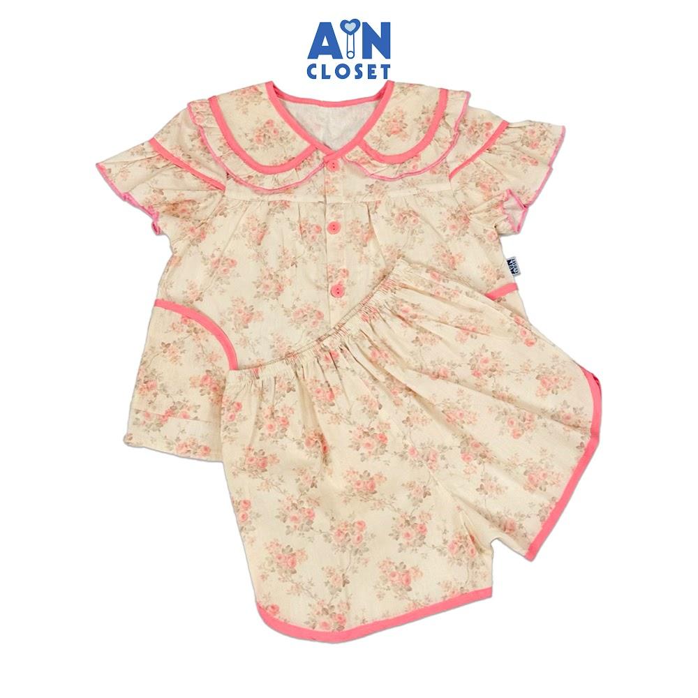 Bộ quần áo Ngắn bé gái họa tiết Chùm Hồng cotton - AICDBGLZQCCM - AIN Closet