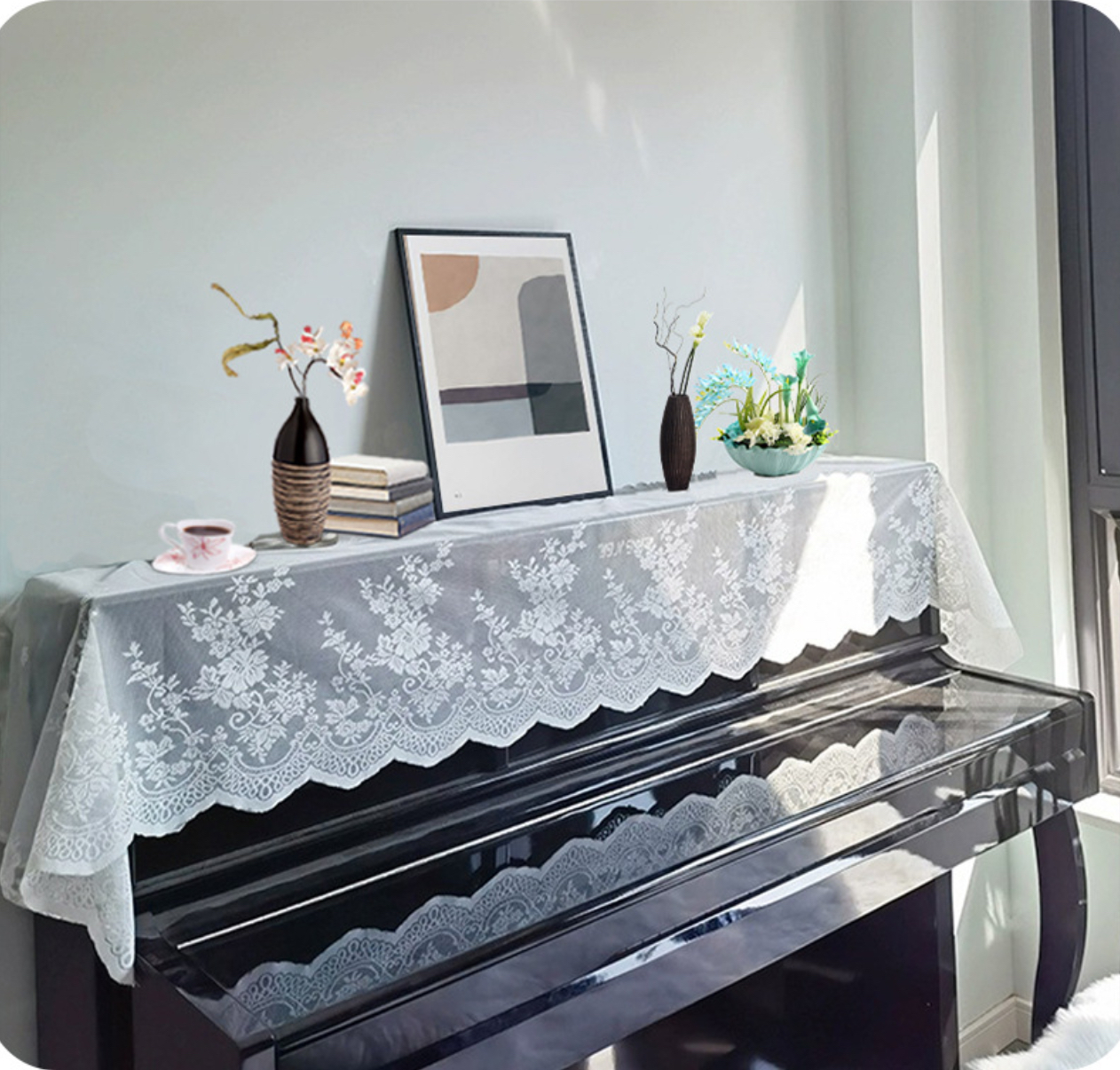 Khăn phủ đàn piano cơ đàn piano điện tử 88 phím phong cách Châu Âu cổ điển sang trọng chống bụi chống xước - HÀNG CHÍNH HÃNG