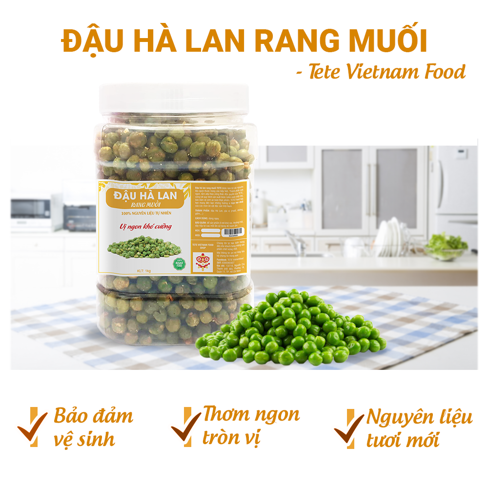 500gram Đậu Hà Lan Rang Muối Vị Nhẹ TeTe Food