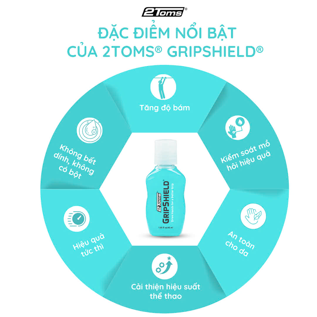 Gel dùng cho thể thao tăng độ bám hạn chế mồ hôi tay 2Toms GripShield - golf, gaming, cầu lông, tennis, ... chống trơn trượt, không dính rít