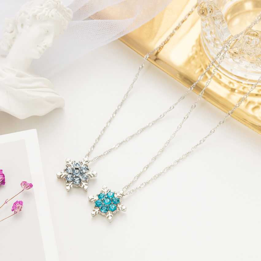 Dây chuyền nữ Bông tuyết đính đá xanh dương