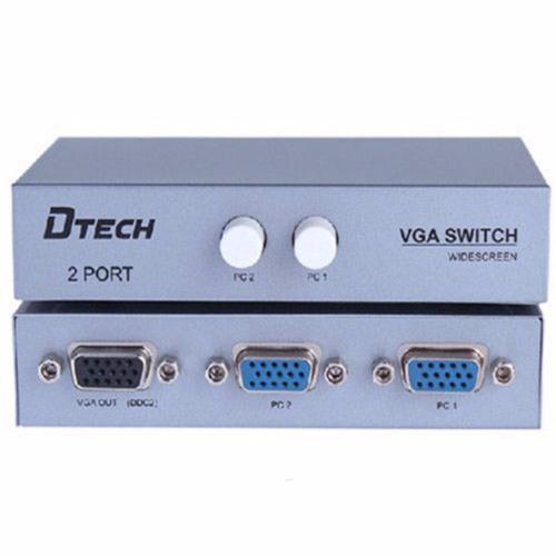 Bộ chia VGA 1 ra 2 DTech DT7252 chống va đập, hoen gỉ - Hàng Chính Hãng