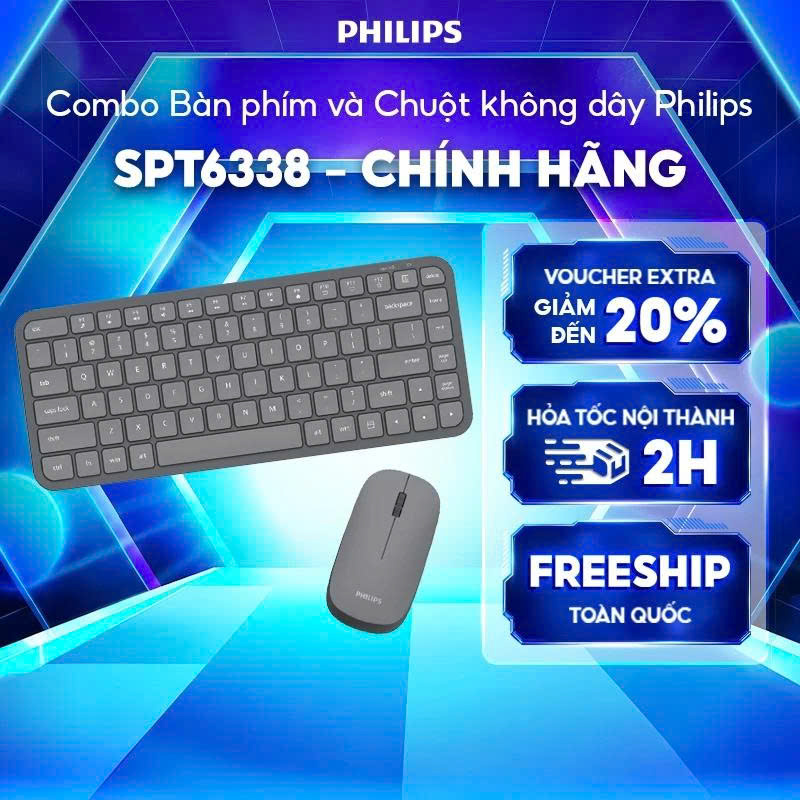 Combo Bàn phím và Chuột không dây Philips SPT6338 - Hàng chính hãng