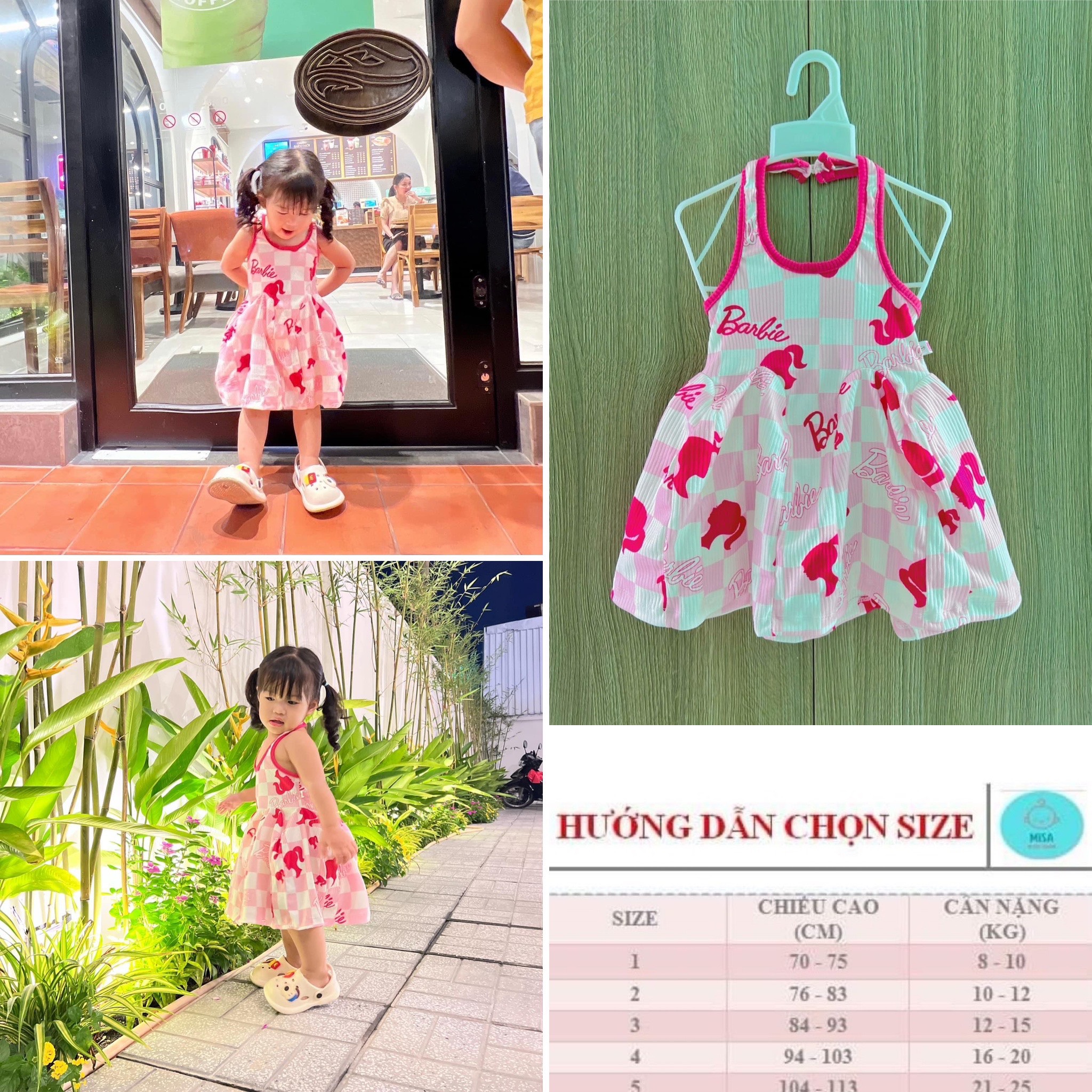 Đầm xòe cho bé gái (8-25kg) vải cotton 4d, thun con dãn