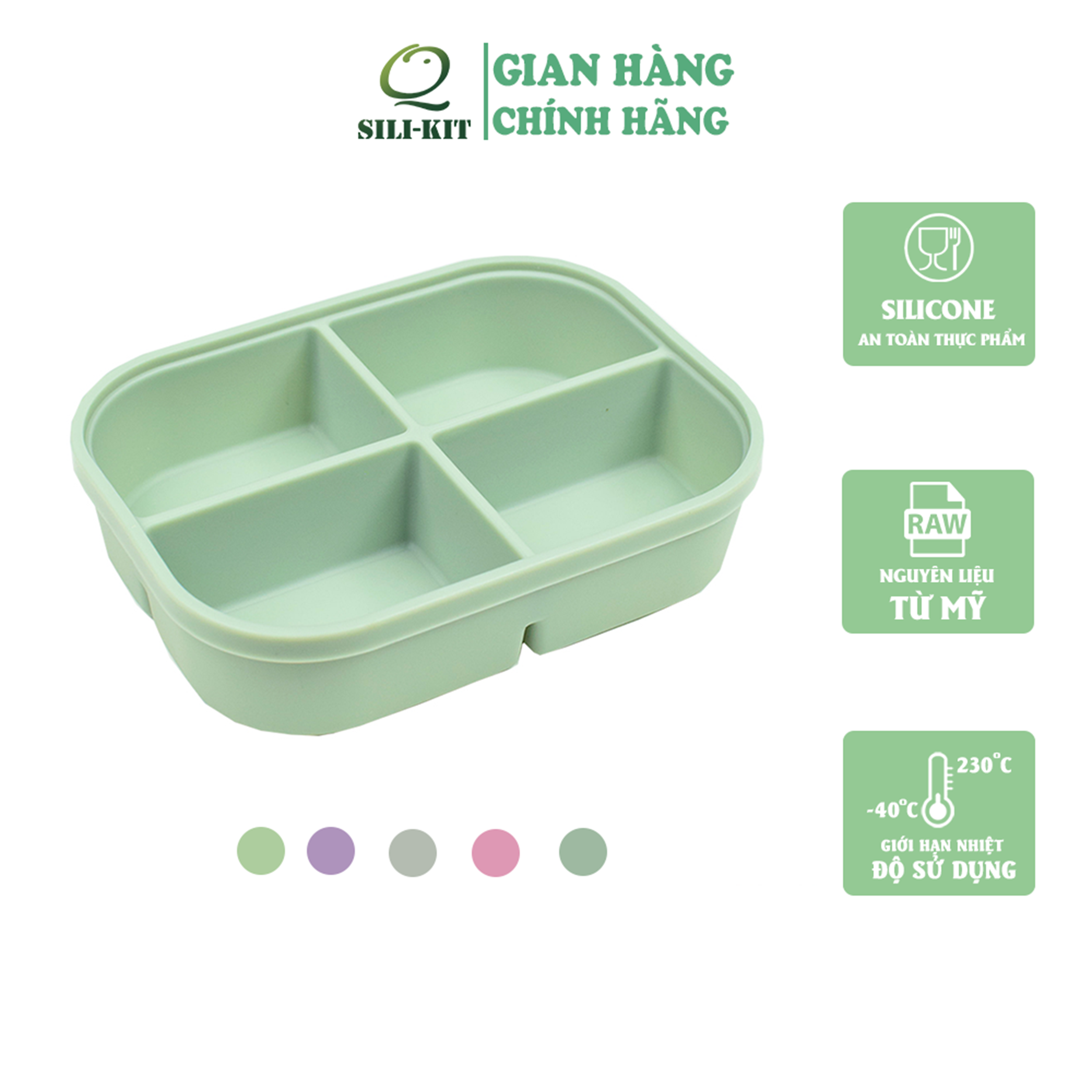 Khay silicon trữ đông Q SILI-KIT 4 ngăn có nắp, sử dụng đa năng, kích thước 16.4x12.4x3.8cm