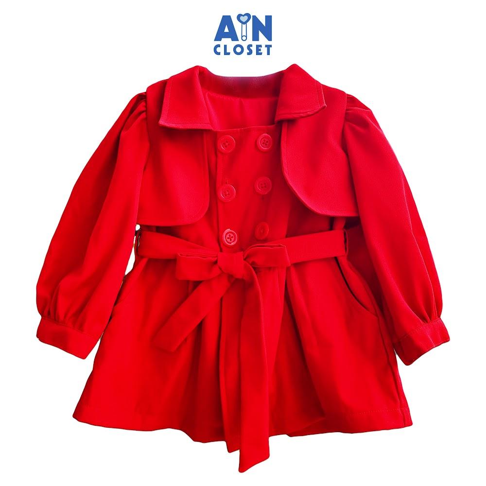 Áo Khoác bé gái hoạ tiết Mangto Đỏ Kaki lụa - AICDBGQ1EBNT - AIN Closet
