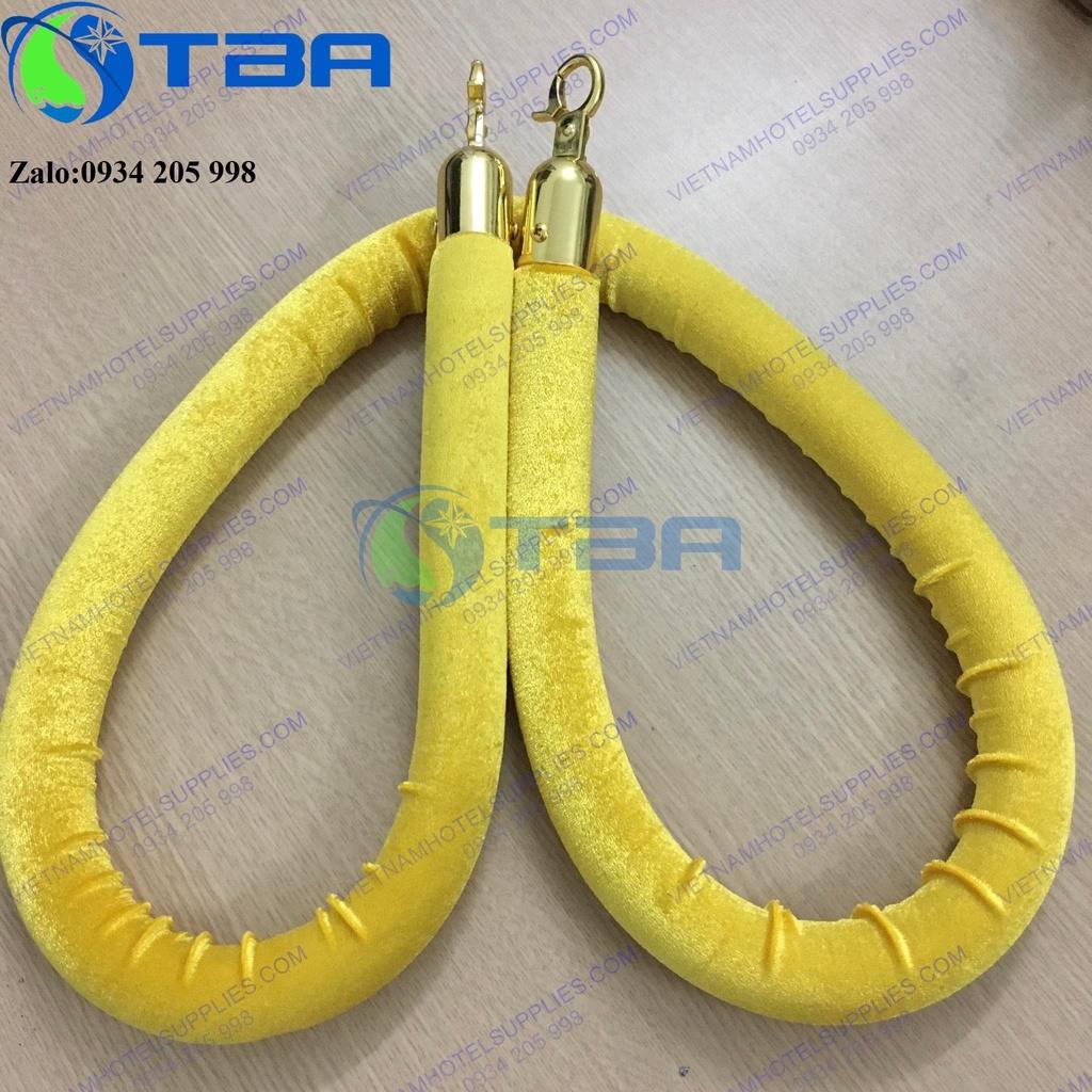 Dây nhung màu vàng móc khóa mạ vàng thay thế cho trụ chắn inox nhập khẩu cao cấp
