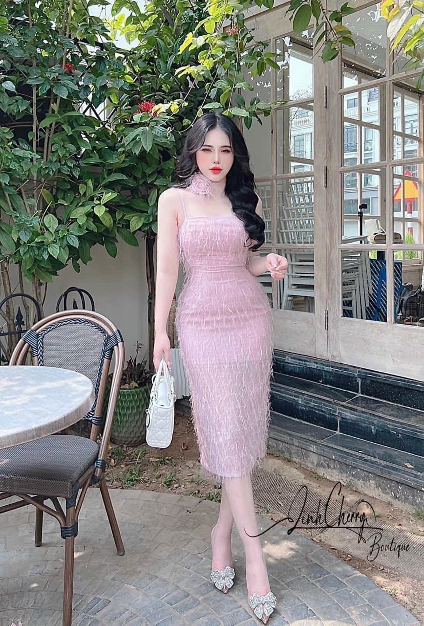 ĐẦM LÔNG VŨ BÔNG CUỐN CỔ 3 MÀU Y HÌNH