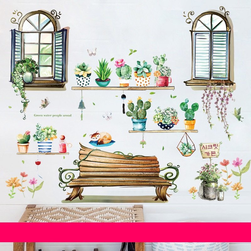Decal dán tường khu vườn xanh combo trang trí đáng yêu