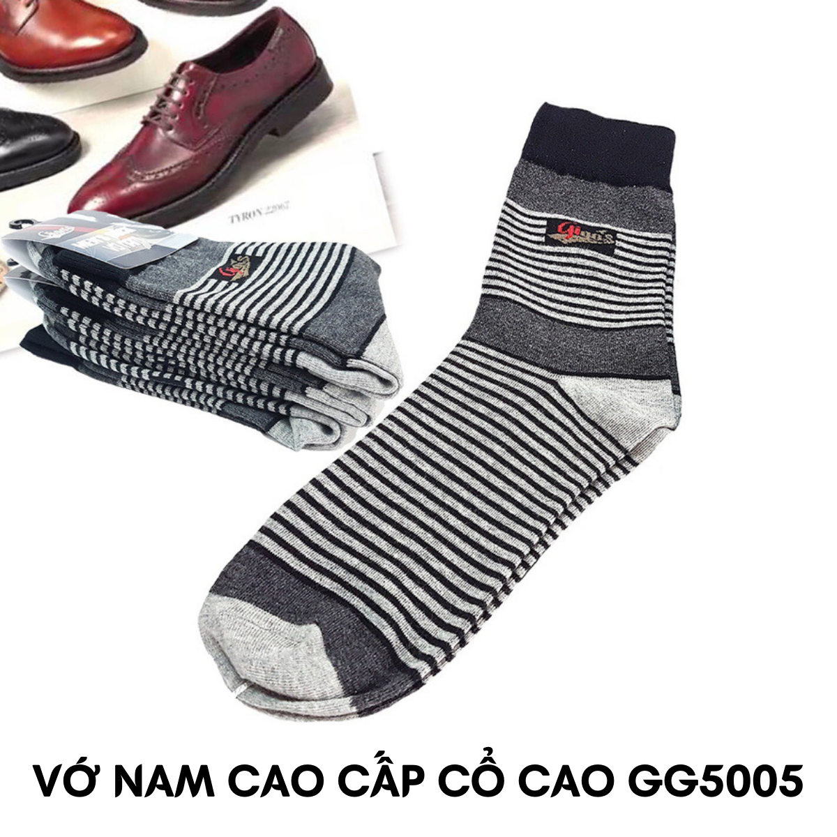 Vớ Nam Cao Cấp Cổ Cao Gigo's Họa Tiết Sọc