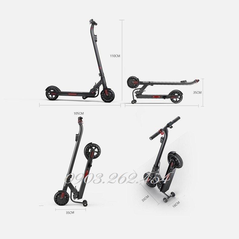 Xe scooter điện BREMER gấp gọn, pin 36v, sạc nhanh 2A, phanh điện tử, lốp đặc tổ ong độc quyền, giảm sóc nâng cấp