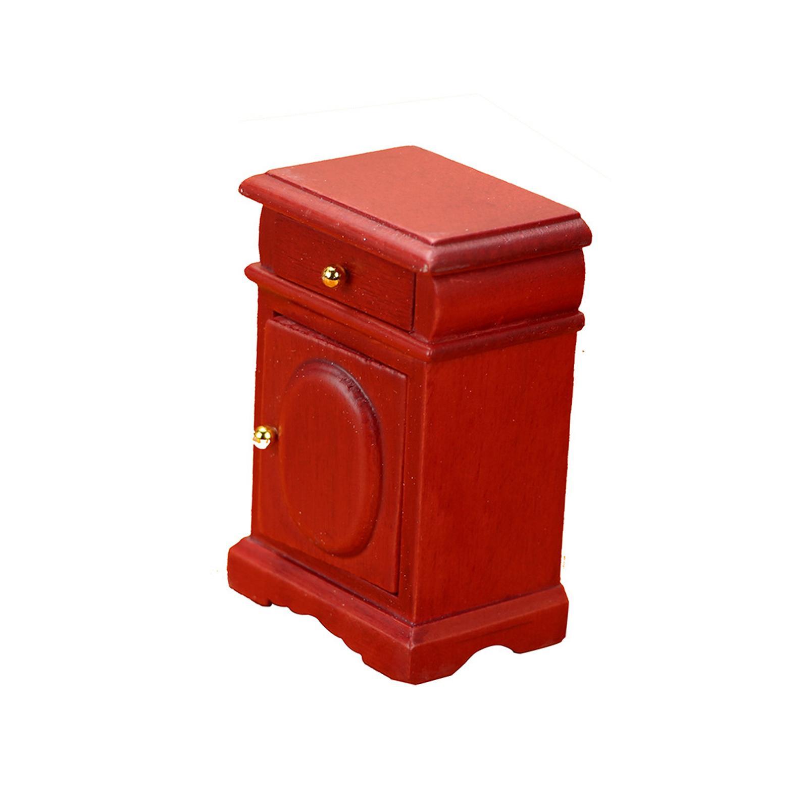Miniature Wooden Bedside Table Bedroom Micro Landscape Furniture Decor