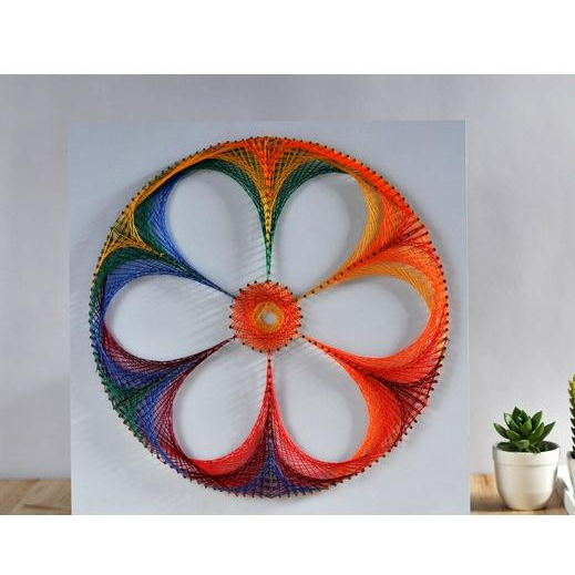 Tranh Chỉ Đinh Tranh Dây - Hoa cầu vồng 40 x 40 cm