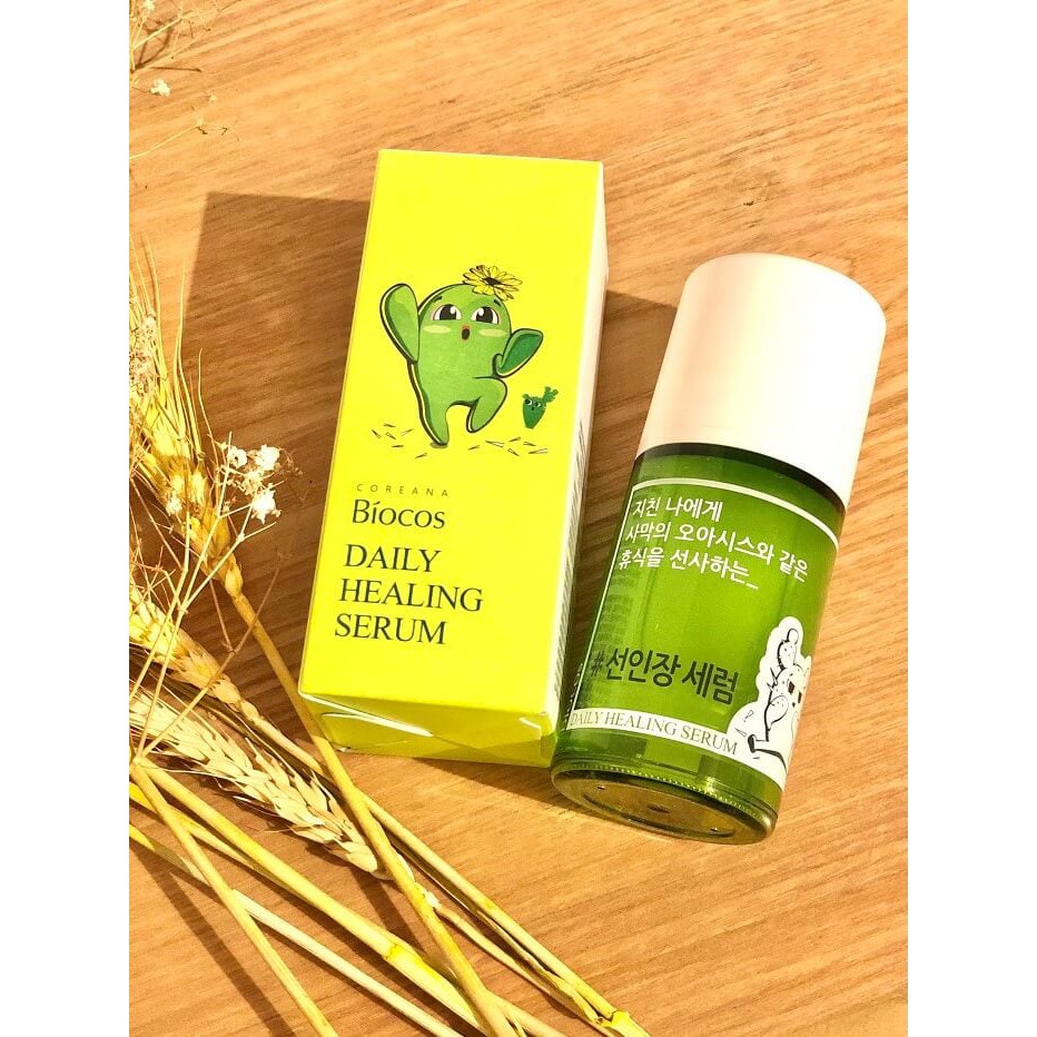 Serum Dưỡng Ẩm, Làm Sáng Da, Cải Thiện Nếp Nhăn Từ Xương Rồng Coreana Biocos Daily Healing Serum 50ml + Tặng Kèm 1 Băng Đô Tai Mèo (MÀu Ngẫu Nhiên)