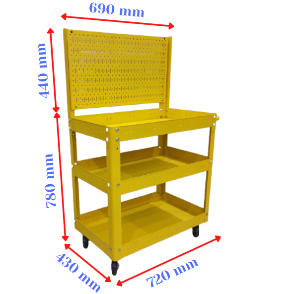 Xe đẩy 3 ngăn vách lưới 72cm vàng FABINA