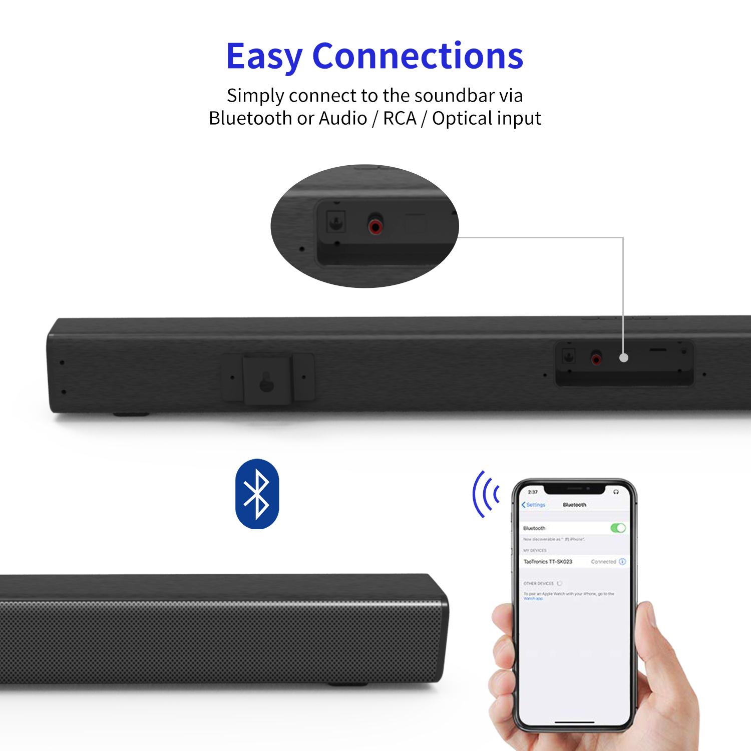 50W TV Soundbar Loa Bluetooth 5.0 có dây và không dây Rạp hát tại nhà Dàn âm thanh nổi Loa siêu trầm tích hợp với điều khiển từ xa Color: UK PLUG