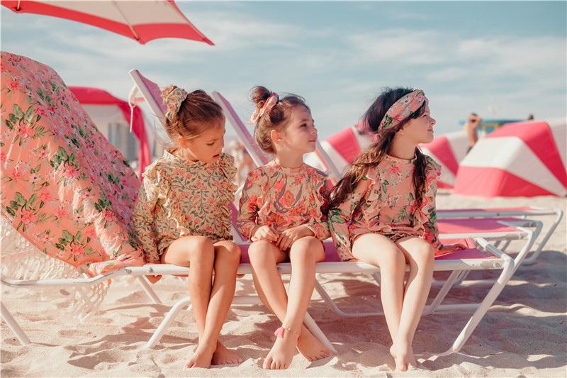 Hoa Đồ Bơi Mùa Hè 2020 Phong Cách Mới 2 Bộ Áo Dài Tay Dành Cho Nóng Trẻ Em Dễ Thương Đồ Bơi Quần Áo 3-8Y e20207