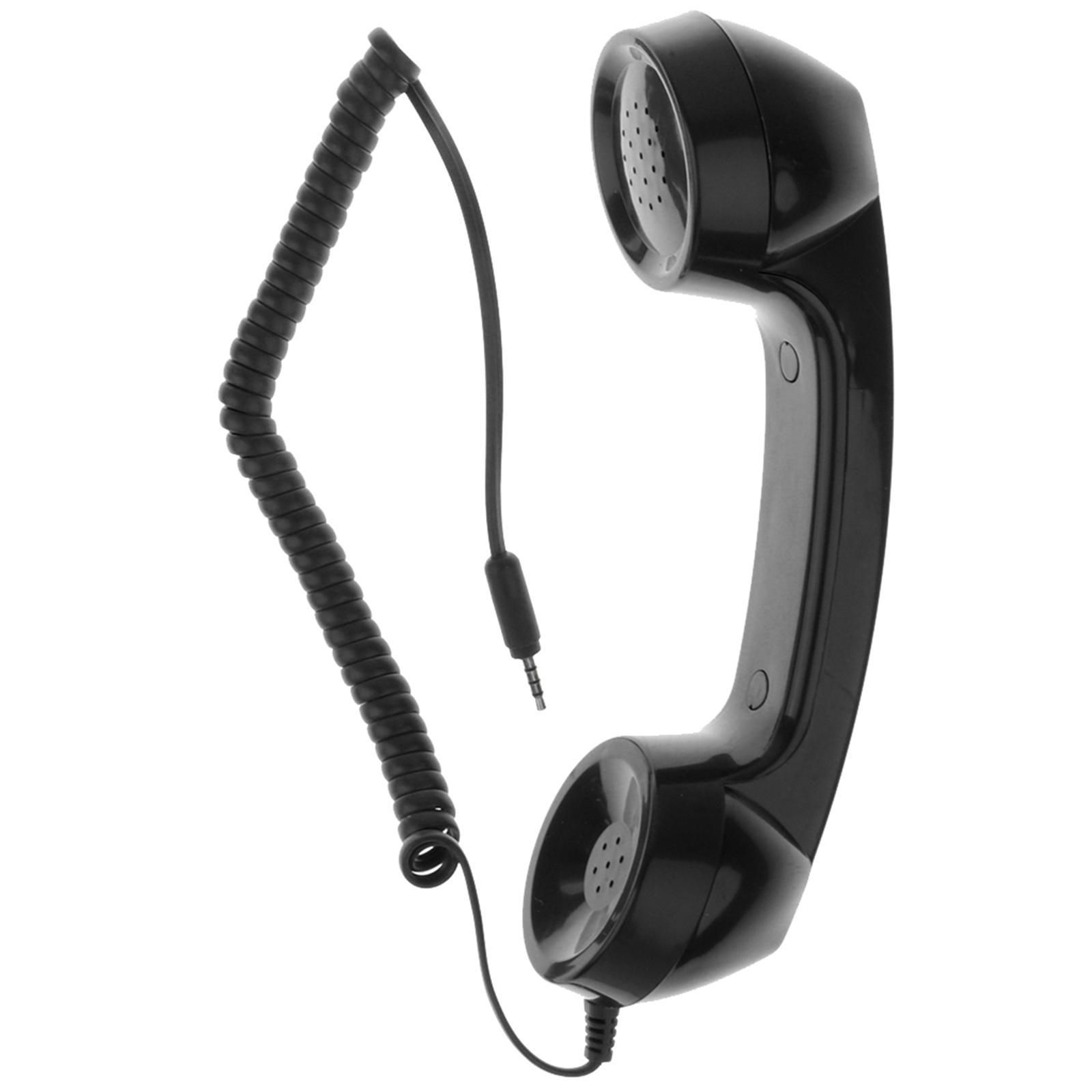 2X 3.5mm Mic Telephone Handset Phone Classic Receiver Black