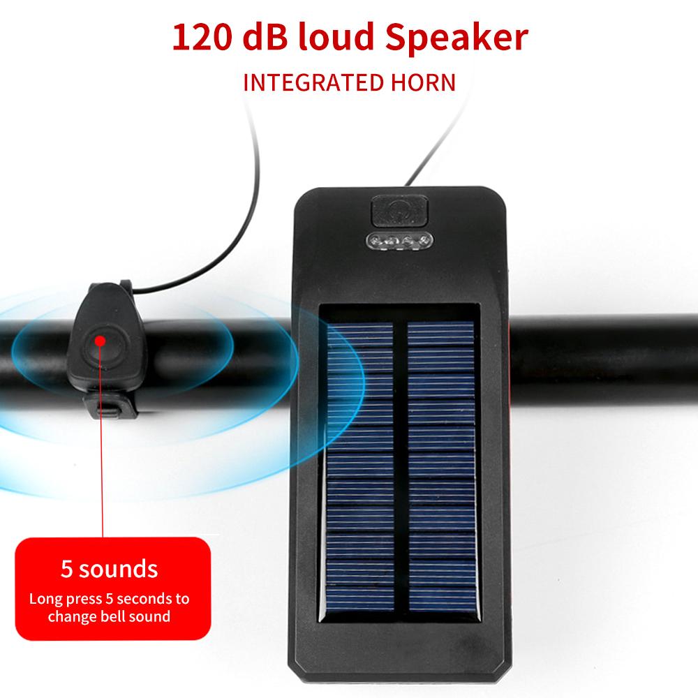 Đèn xe đạp chạy bằng năng lượng mặt trời, Đèn pha đi xe đạp có còi, sạc USB