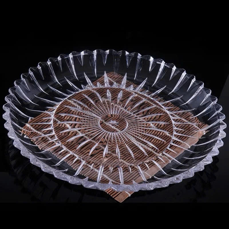 Dĩa Thủy Tinh Sâu Lòng, Đĩa Thuỷ Tinh Cao Cấp Hình Tròn 28.5cm Chưng Trái Cây Vàng Trắng - Hàng Loại 1 Chính Hãng MINIIN