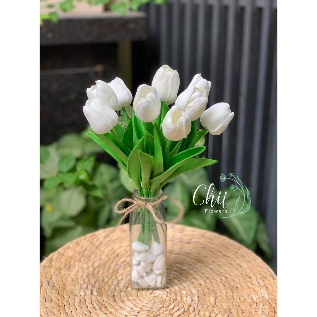 Bình hoa trang trí - Lọ hoa thủy tinh thắt nơ dây thừng cắm hoa decor đẹp Hà Nội LTT1