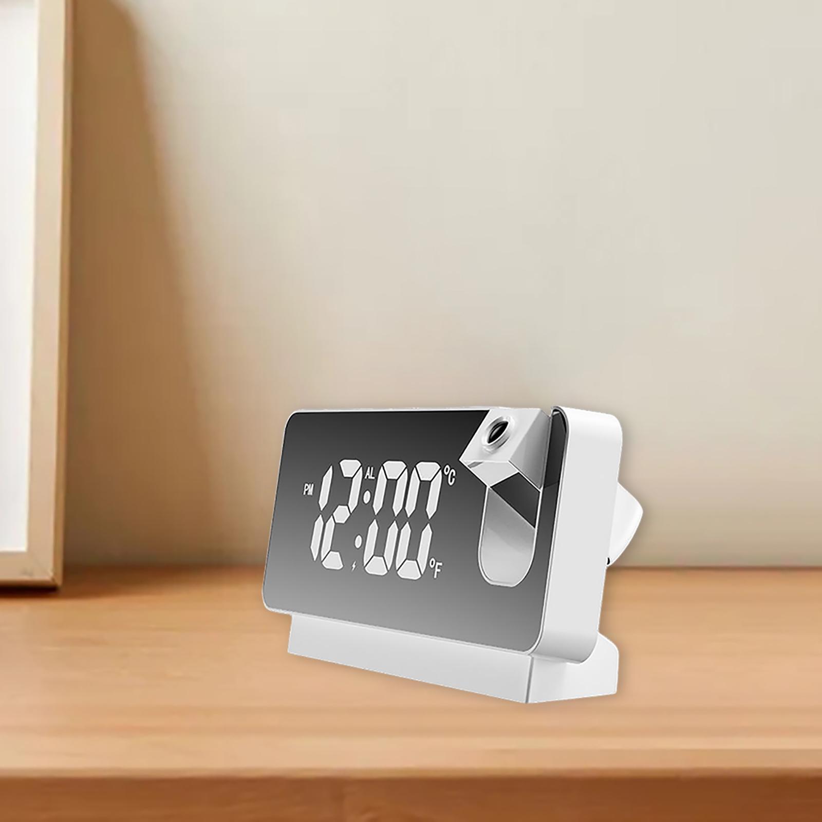 Electronic LED Projector Alarm Clock 180° Rotatable Temperature Display Desktop Clock Alarm Clock for Bedside Teens Heavy Sleepers Office