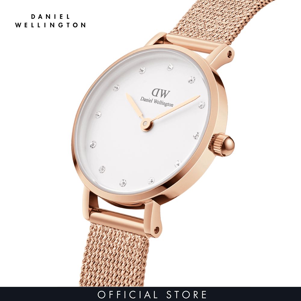 Đồng hồ Nữ Daniel Wellington Lưới - Petite 28 Pressed Melrose Lumine RG White 28mm DW00100528