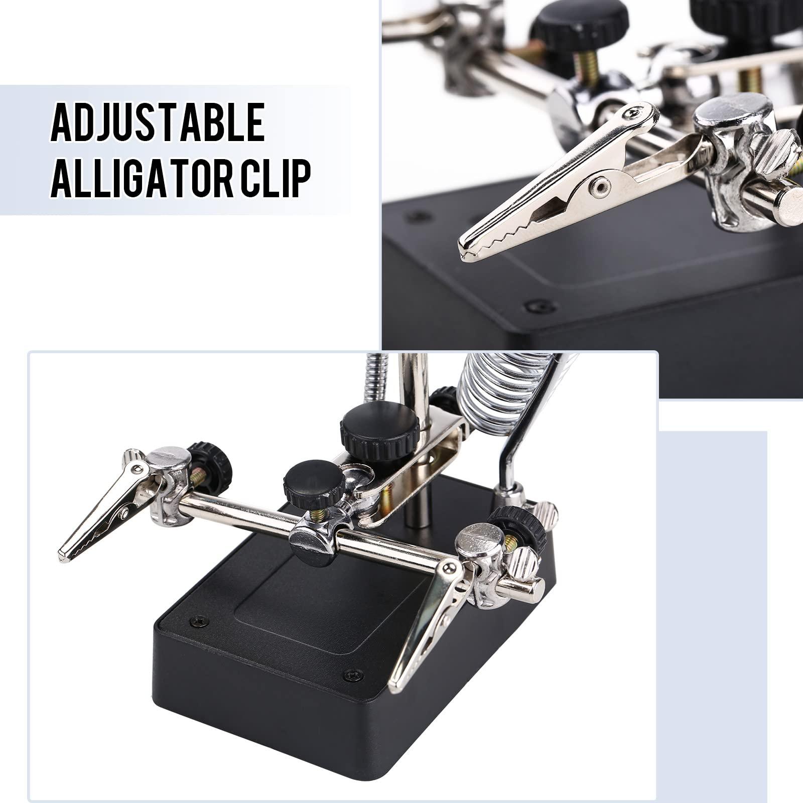 Kính lúp đứng 2,5X 7,5X 10x Kính lúp 5 đèn LED Bàn hàn đa chức năng tay thứ ba cho kỹ sư điện tử Thợ đồng hồ Sửa chữa đồng hồ hàn