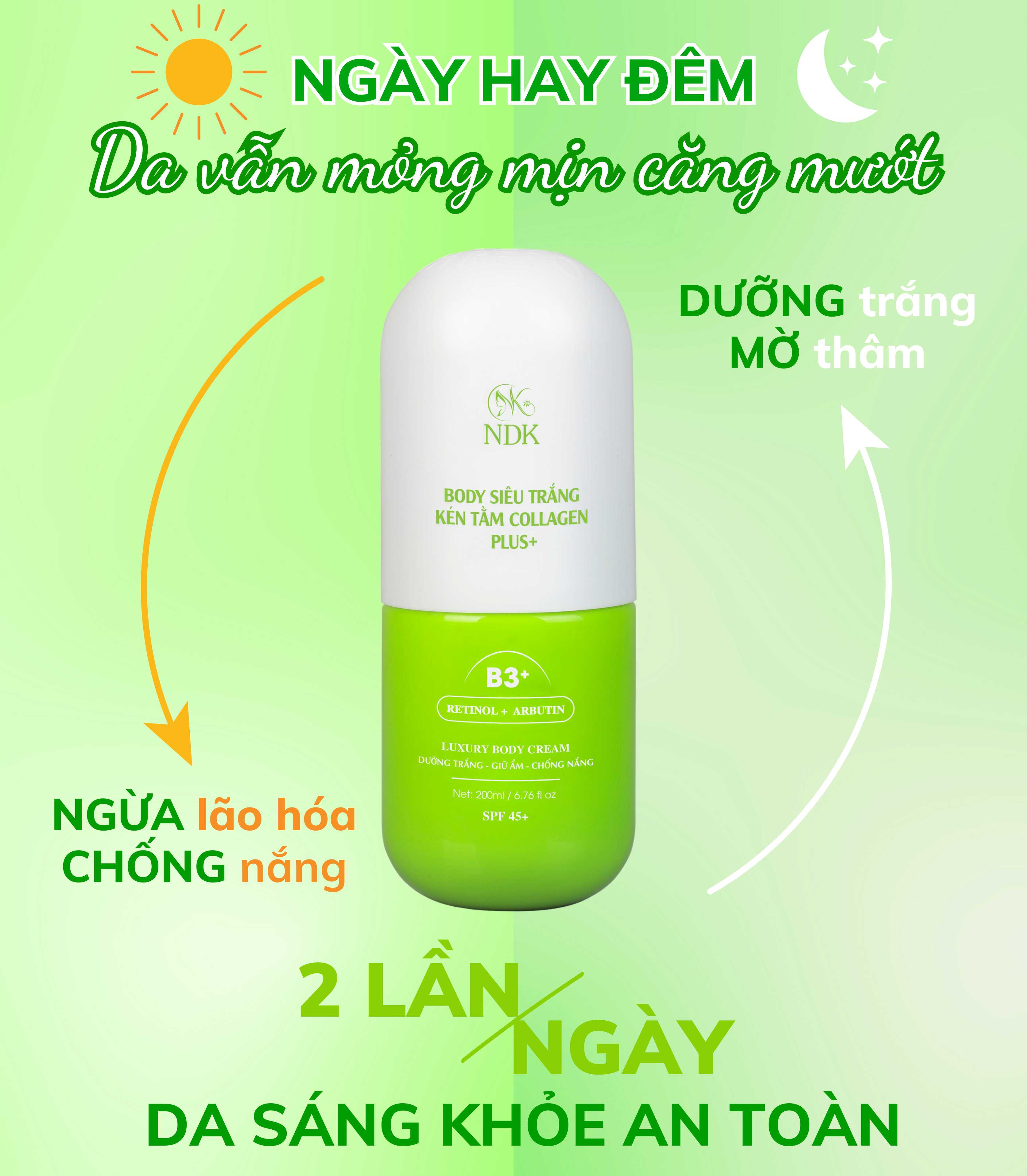 Kem Body Siêu Trắng Kén Tằm Collagen Plus+