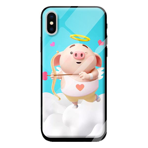 Ốp kính cho Iphone X mẫu LOVE HEO 2 - Hàng chính hãng