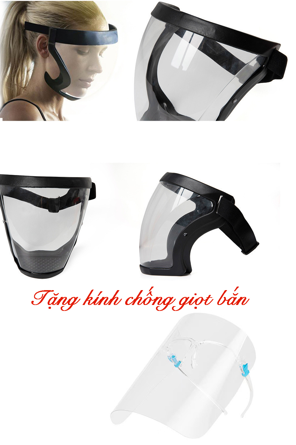Kính Chống Giọt Bắn, Mặt Nạ Bảo Hộ Chạy Bộ, Kính chắn chống Bụi Đi Đường MN01 TẶNG 1 kính chắn giọt bắn mika mềm MN03