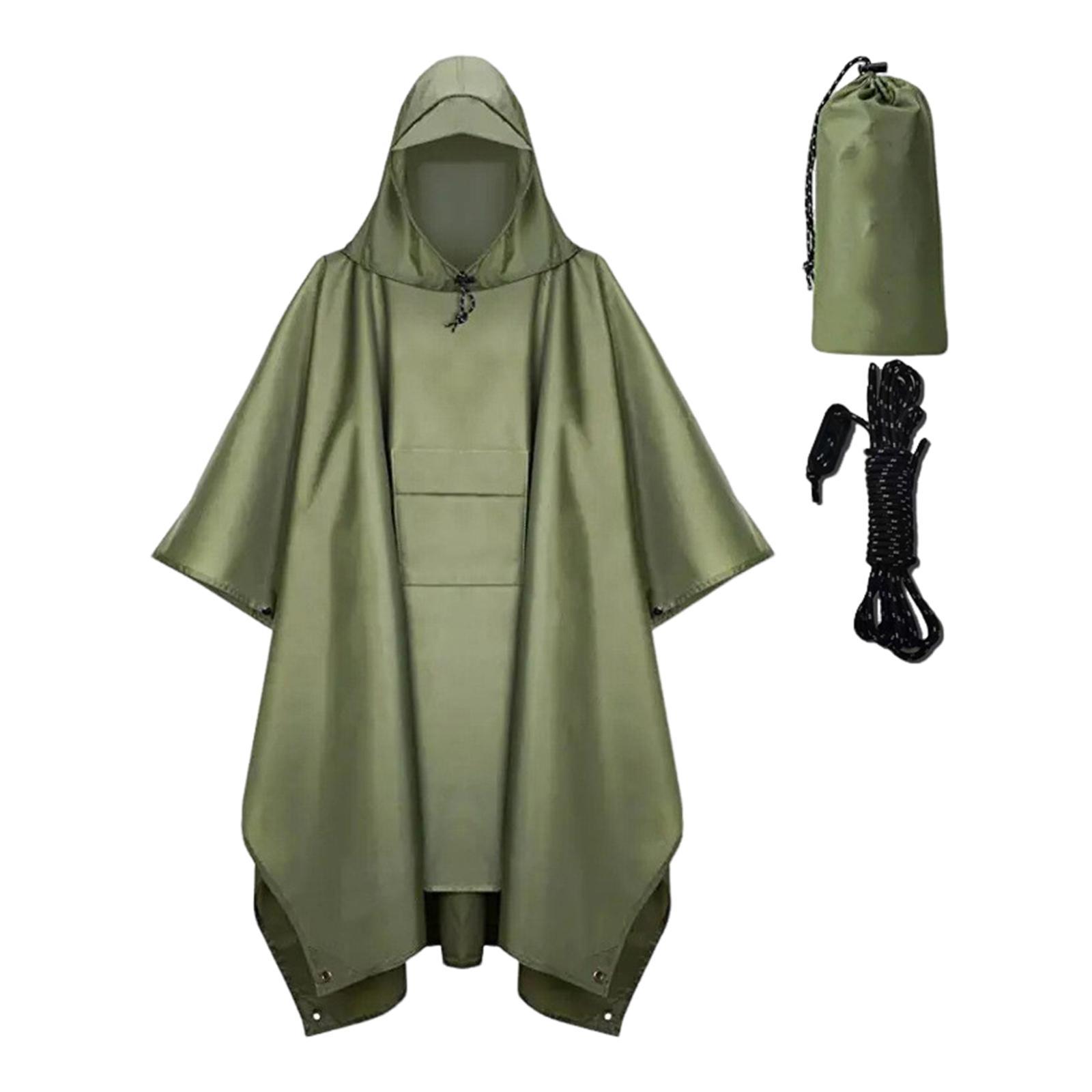 Hooded Rain Poncho Portable Rain Cape Water Resistant Rainwear for Men Women