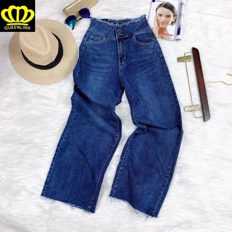 Quần bò nữ,quần jeans ống rộng lưng cao, vải bò dày dặn chuẩn Qc shop cam kết chất lượng 100%
