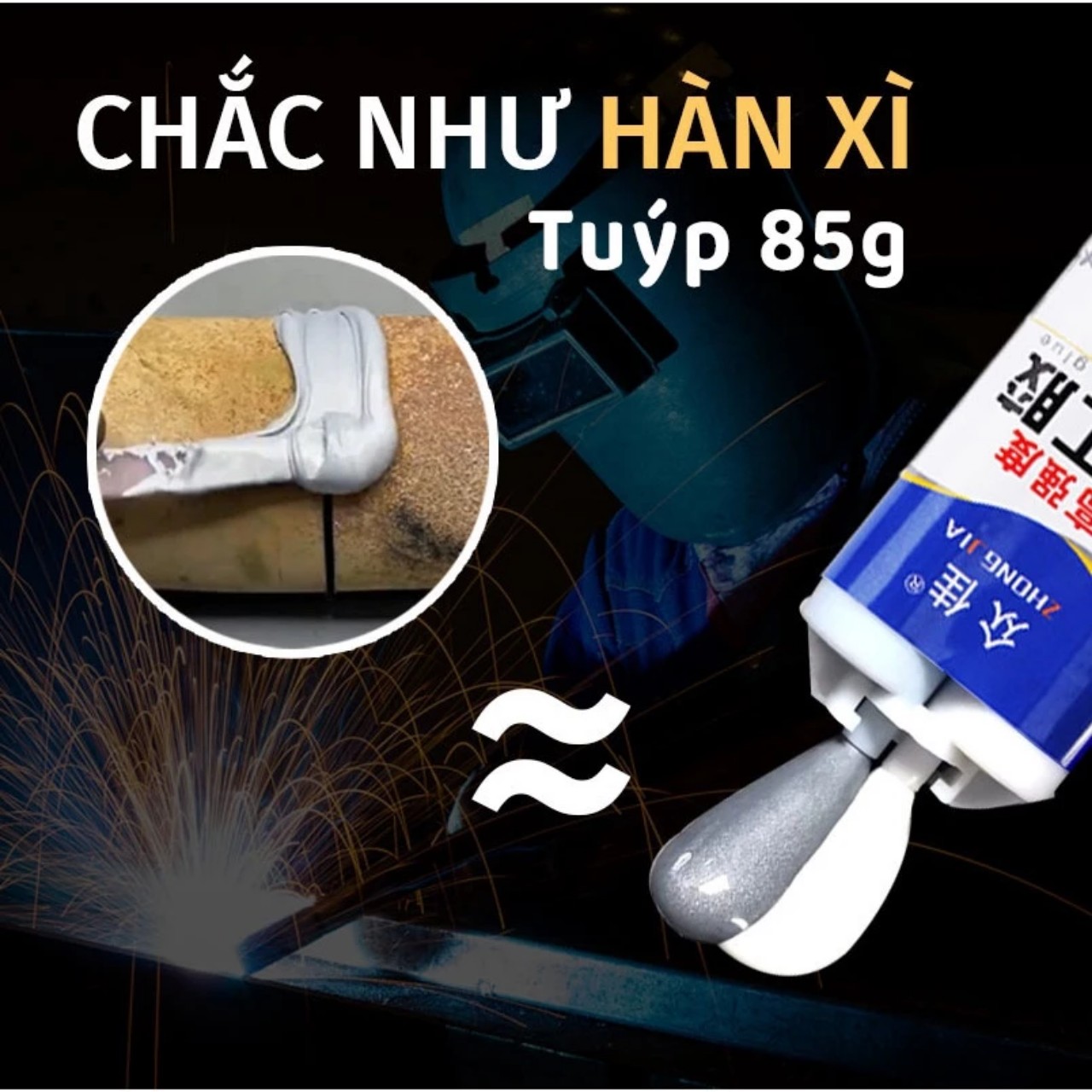 Keo Hàn Nối Vá Sắt, Thép, Kim Loại- Hàn Gắn Sửa Chữa Mọi Vết Nứt Vỡ, Keo Đúc 100mL 85g- HÀNG CHÍNH HÃNG MINIIN