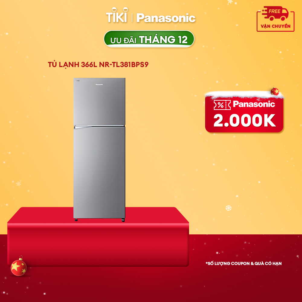 Tủ lạnh Panasonic 2 cánh ngăn đá trên NR-TL381BPS9 - Dung tích 366L - Hàng chính hãng - Giao hàng toàn quốc