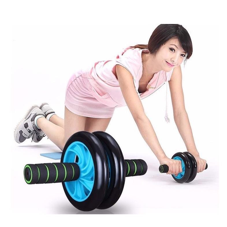 Dụng cụ tập gym thể dục thể thao con lăn tập bụng 2 bánh, máy tập cơ bụng con lăng tập gym ab tại nhà TẶNG thảm lót gối