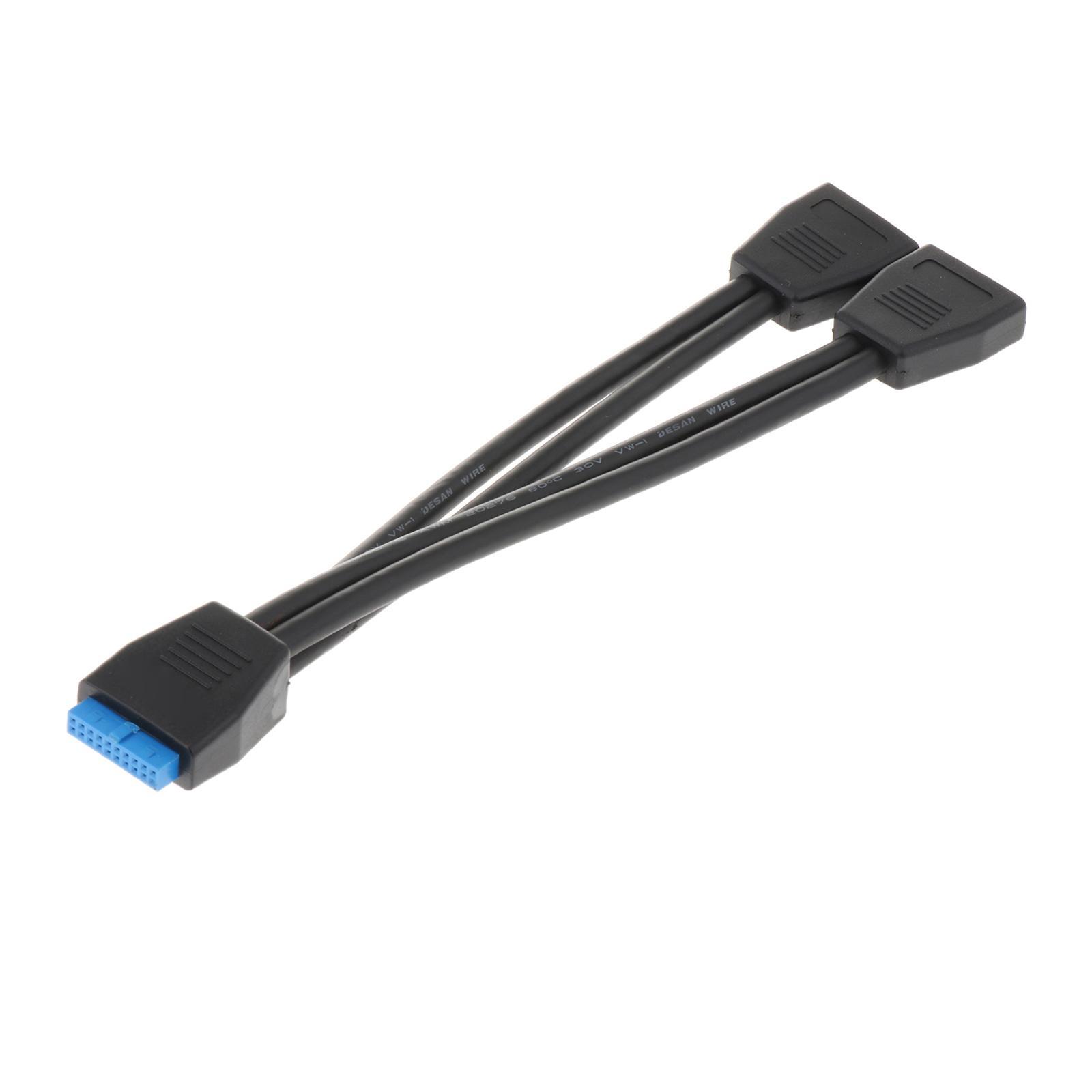 19 Pin USB Header Male 1 to 2 Female USB Cable Connector for Motherboard