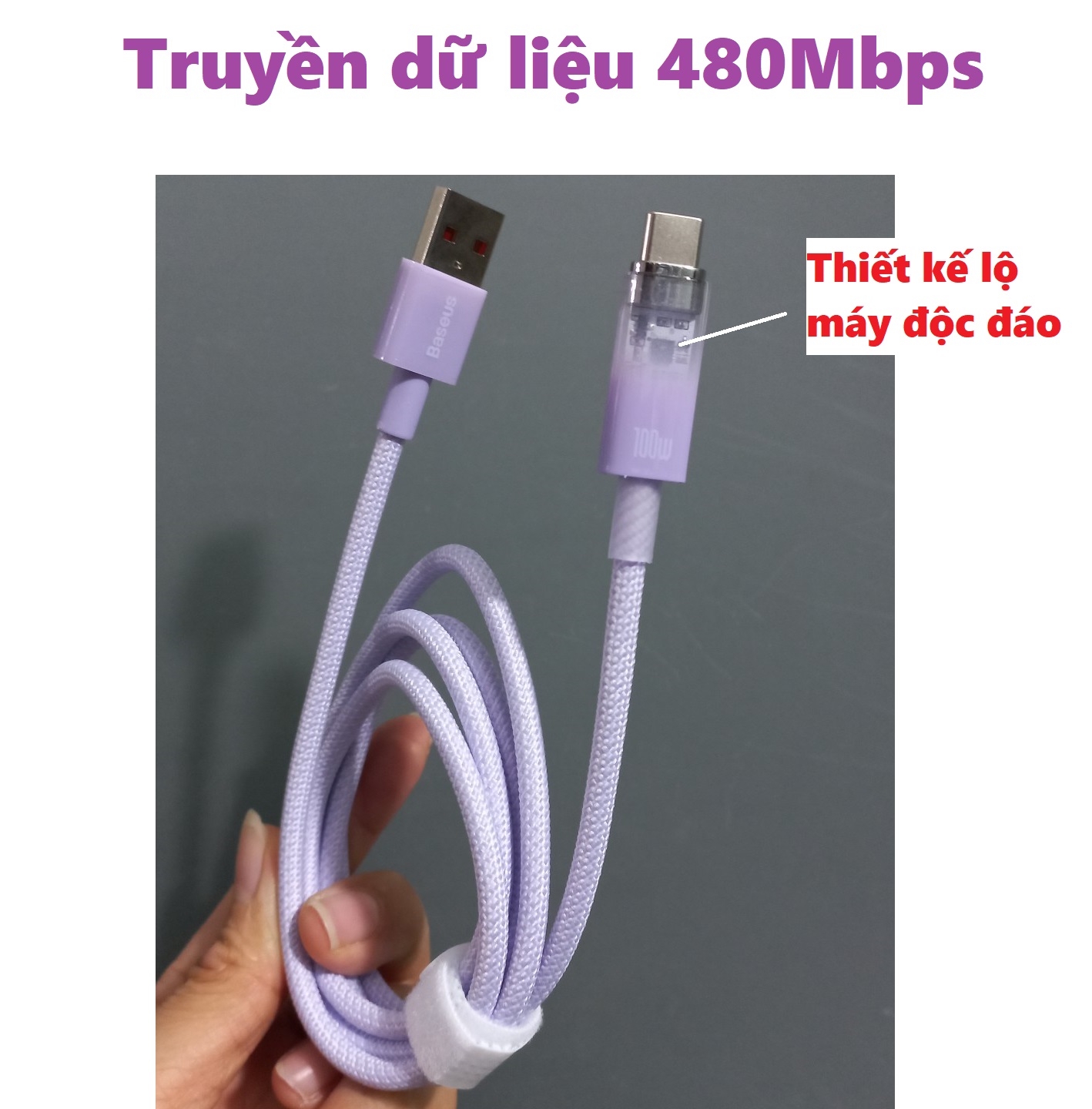 Dây sạc Usb to type C tự ngắt khi quá nhiệt sạc nhanh 100W 66W cho Honor Huawei Baseus Explorer CB000042 _ hàng chính hãng