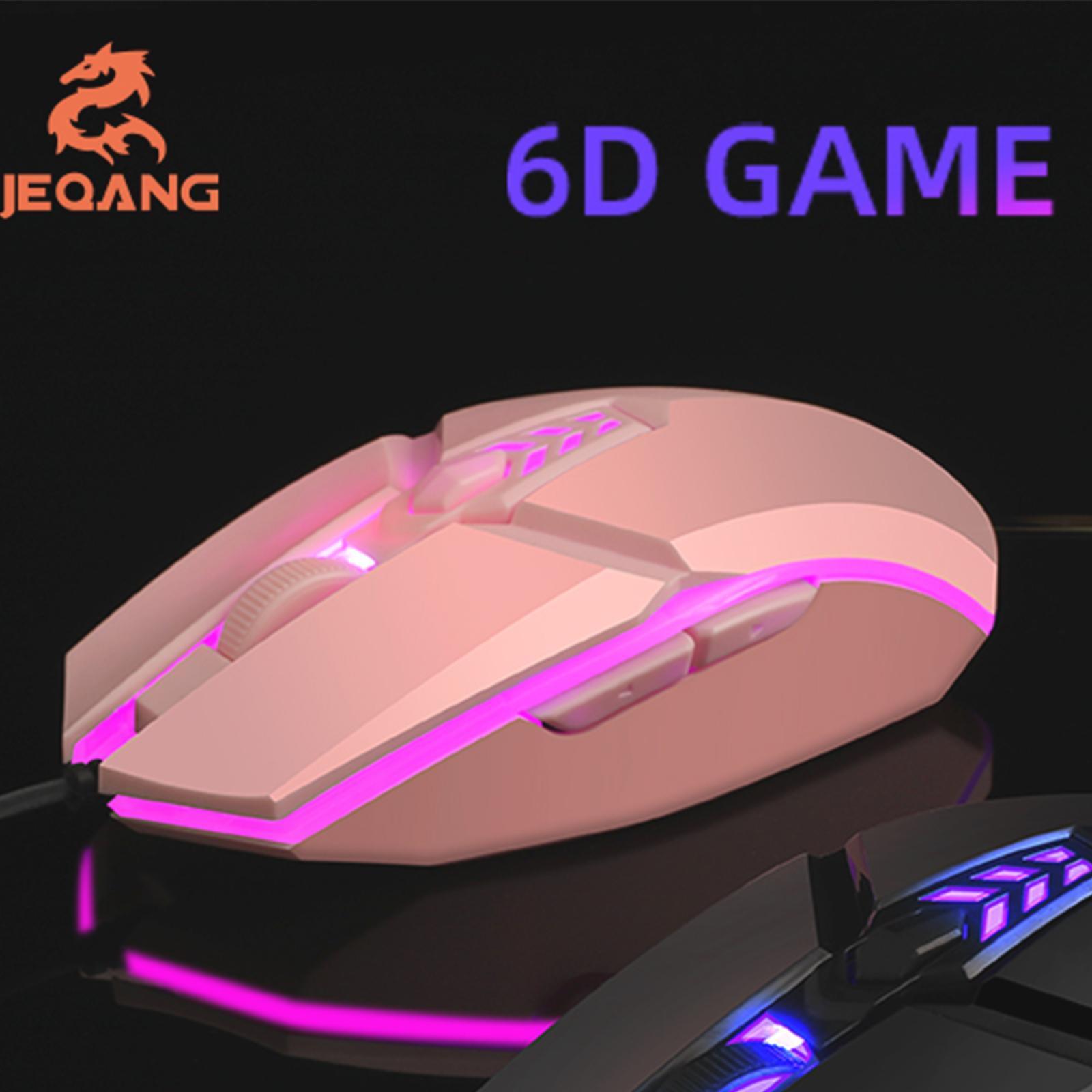 LED Backlit RGB Wired Gaming Mouse 3200 DPI Adjustable Mice Pink