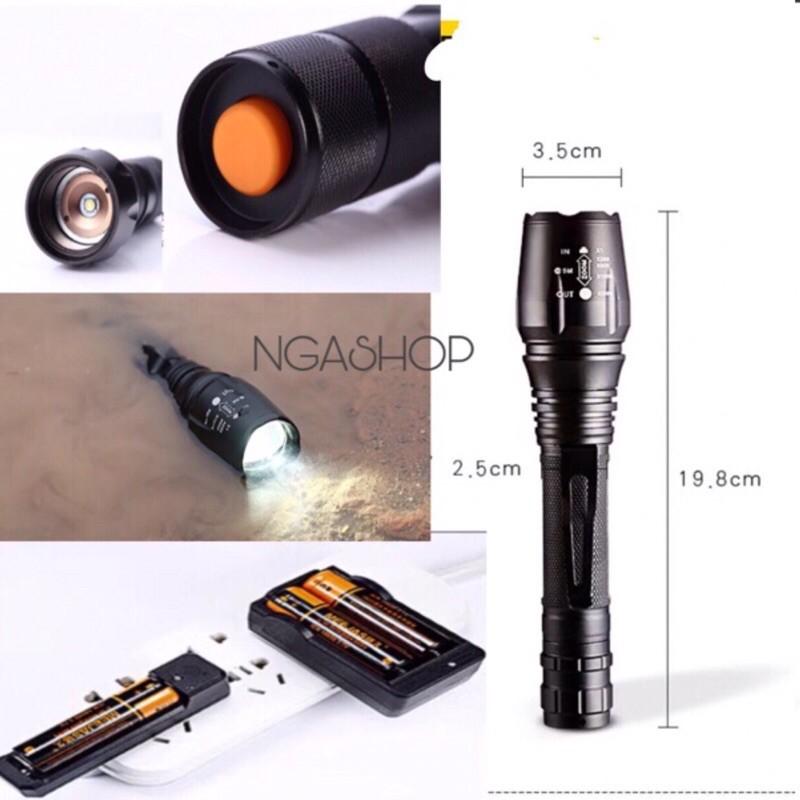 Đèn pin siêu sáng cầm tay đèn LED mini màu đen khích thước dài 16.9cm